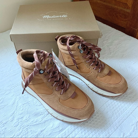 NEW Madewell High Top Kickoff Trainer Sneaker Suede Weathered Walnut Multi 6.5 7 - Picture 3 of 16